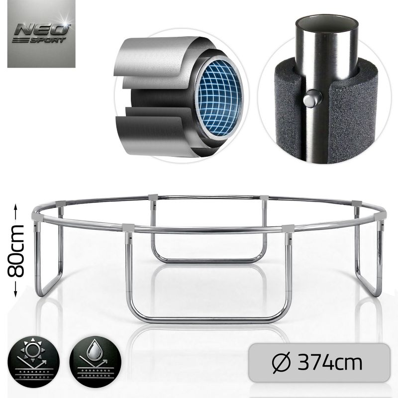 Trampolina ogrodowa Neo-Sport 374cm 12ft + drabinka + siatka zewnetrzna 1szt.