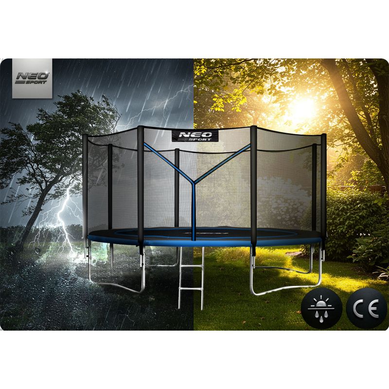 Trampolina ogrodowa Neo-Sport 374cm 12ft + drabinka + siatka zewnetrzna 1szt.