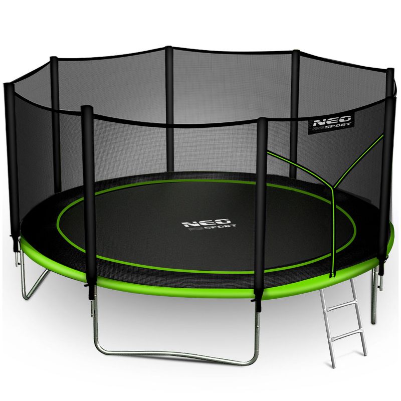 Trampolina ogrodowa Neo-Sport 374cm 12ft + drabinka + siatka zewnetrzna zielona 1szt.