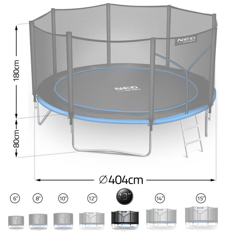 Trampolina ogrodowa Neo-Sport 404cm 13ft + drabinka + siatka zewnetrzna 1szt.