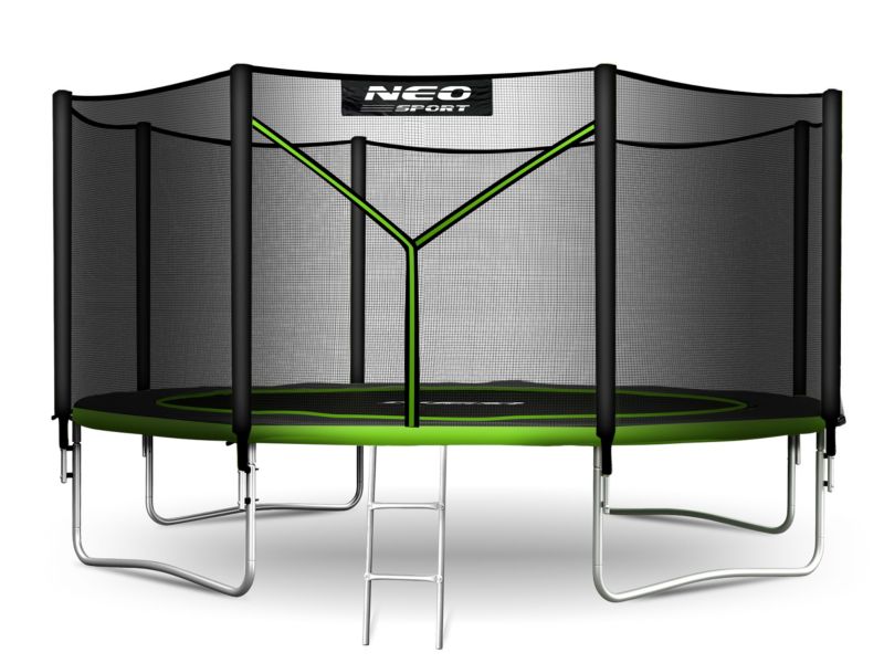 Trampolina ogrodowa Neo-Sport 404cm 13ft + drabinka + siatka zewnetrzna zielona 1szt.