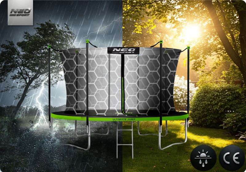 Trampolina ogrodowa Neo-Sport 435cm 14ft + drabinka + siatka wewnetrzna 1szt.
