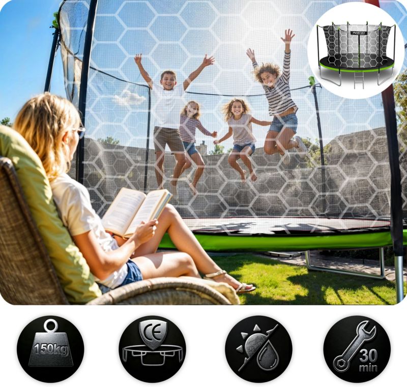 Trampolina ogrodowa Neo-Sport 435cm 14ft + drabinka + siatka wewnetrzna 1szt.