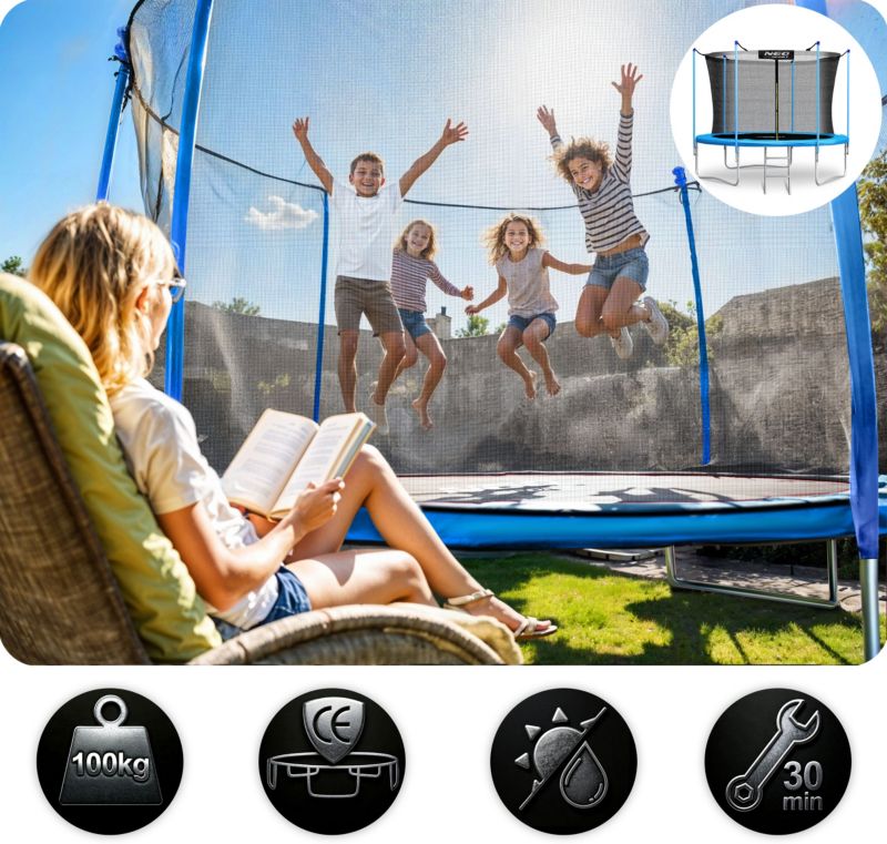 Trampolina ogrodowa Neo-Sport 8ft/252cm dla dzieci z drabinką 1szt.