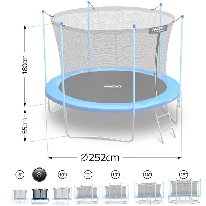 Trampolina ogrodowa Neo-Sport 8ft/252cm dla dzieci z drabinką 1szt.