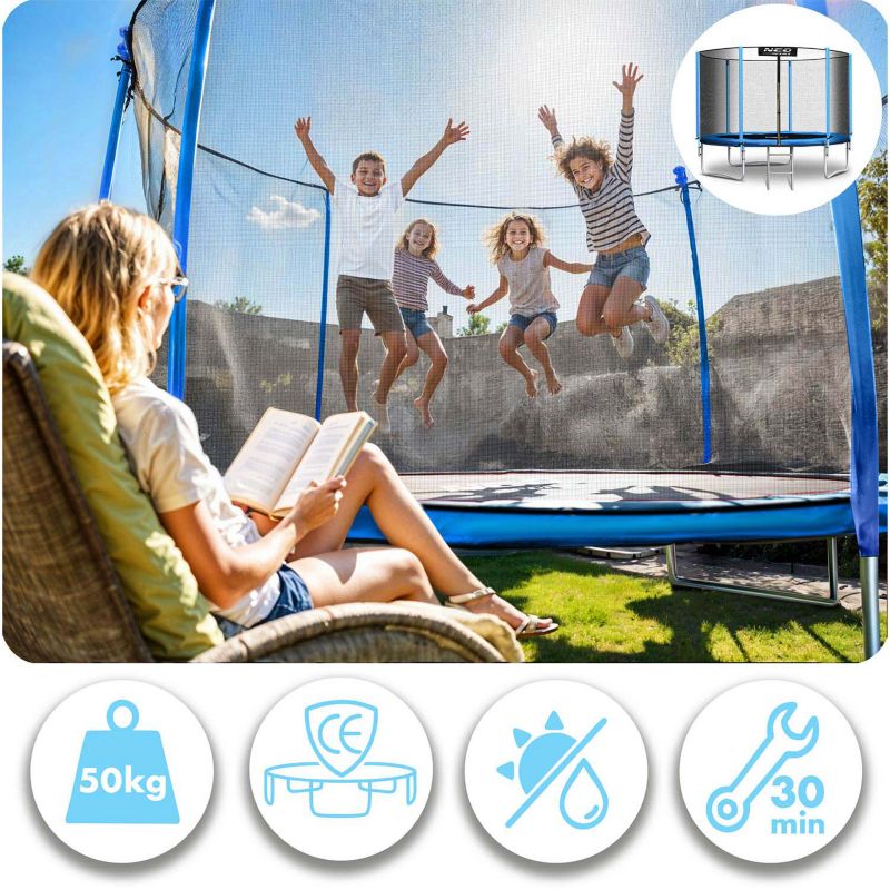 Trampolina ogrodowa Neo-Sport dla dzieci 183cm 6ft + drabinka + siatka zewnętrzna 1szt.