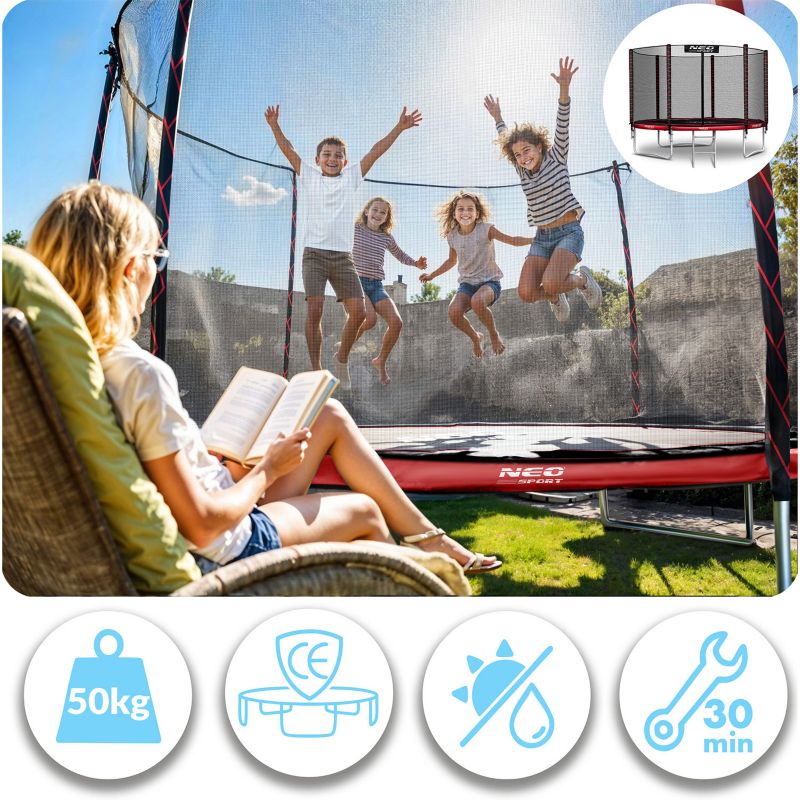Trampolina ogrodowa Neo-Sport dla dzieci  PAJĄK 183cm 6ft + drabinka + siatka zewnętrzna 1szt.