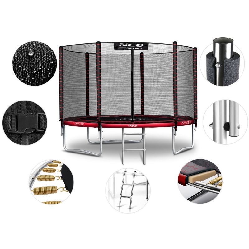 Trampolina ogrodowa Neo-Sport dla dzieci  PAJĄK 183cm 6ft + drabinka + siatka zewnętrzna 1szt.