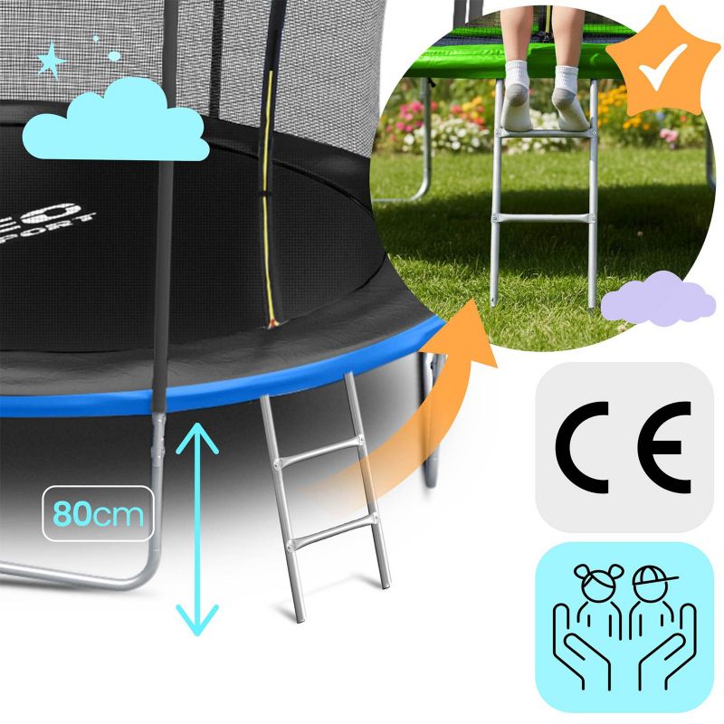 Trampolina ogrodowa Neo-Sport z siatką wewnętrzną 465cm 15ft dla dzieci z drabinką 1szt.