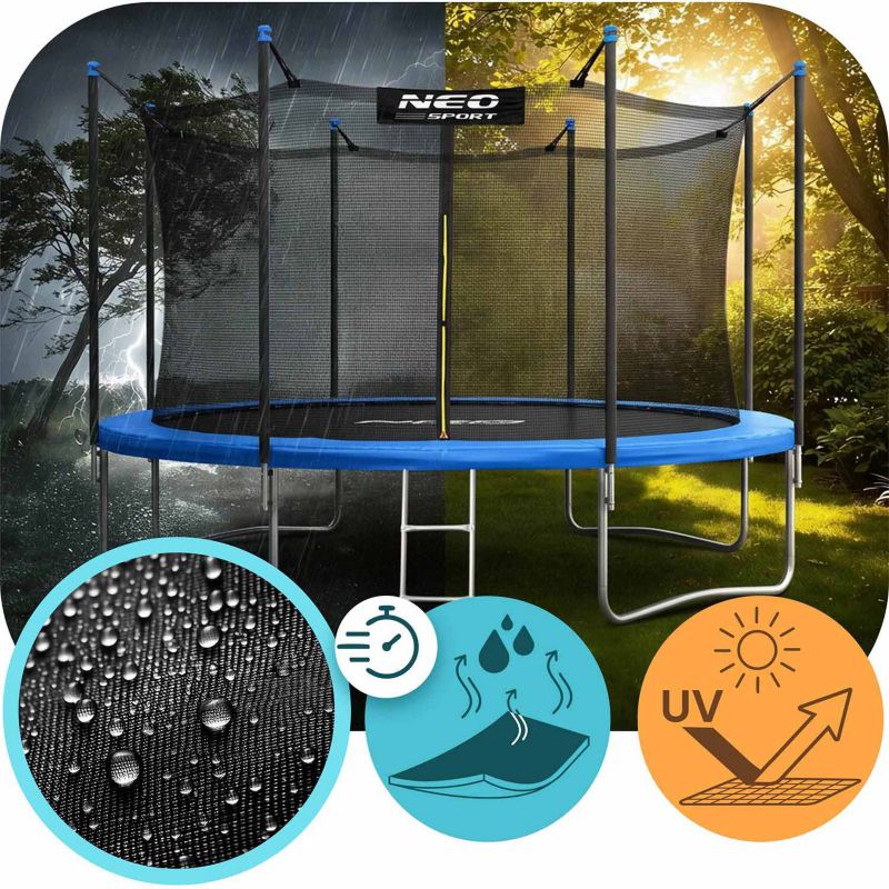 Trampolina ogrodowa Neo-Sport z siatką wewnętrzną 465cm 15ft dla dzieci z drabinką 1szt.