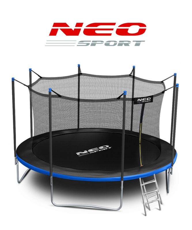Trampolina ogrodowa Neo-Sport z siatką wewnętrzną 465cm 15ft dla dzieci z drabinką 1szt.