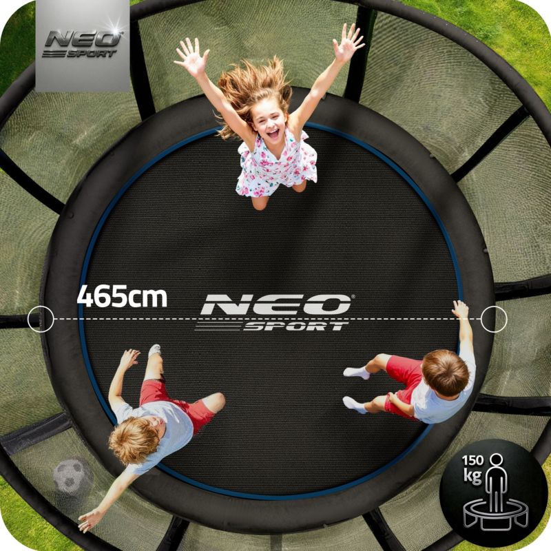 Trampolina ogrodowa Neo-Sport z siatką zewnętrzną 465cm 15ft 1 szt.