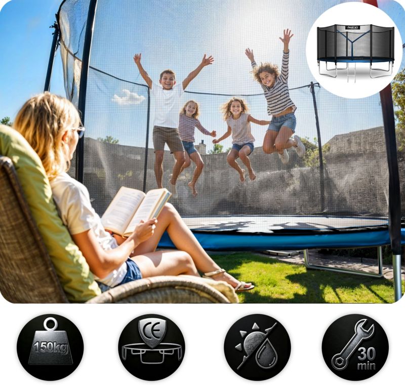Trampolina ogrodowa Neo-Sport z siatką zewnętrzną 465cm 15ft 1 szt.