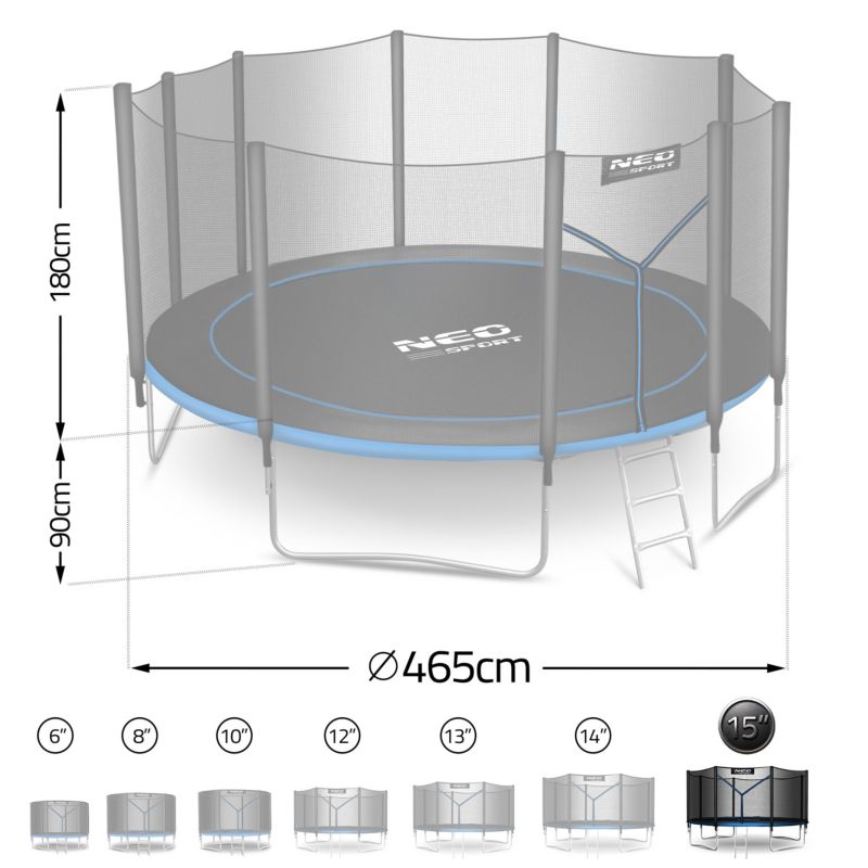 Trampolina ogrodowa Neo-Sport z siatką zewnętrzną 465cm 15ft 1 szt.