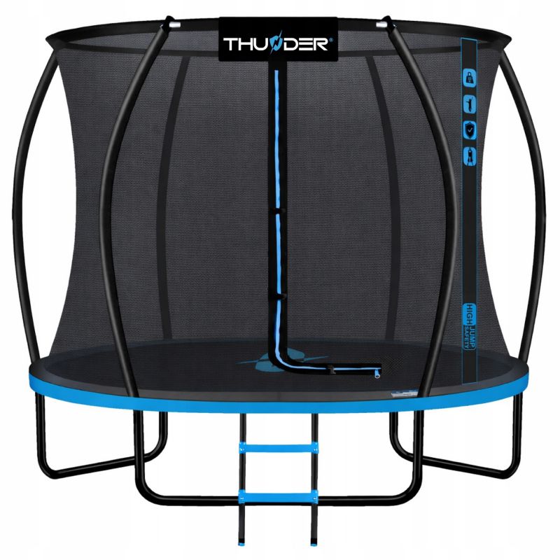 Trampolina ogrodowa THUNDER 10ft 305 cm z siatką i drabinką bezpieczna zabawa dla dzieci 1szt.