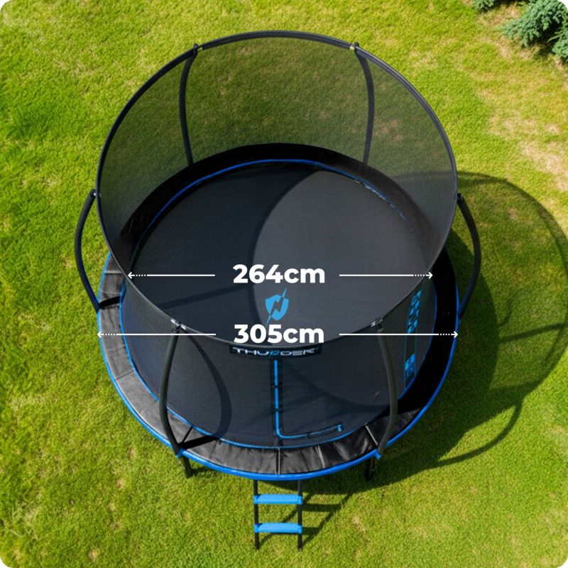 Trampolina ogrodowa THUNDER 10ft 305 cm z siatką i drabinką bezpieczna zabawa dla dzieci 1szt.