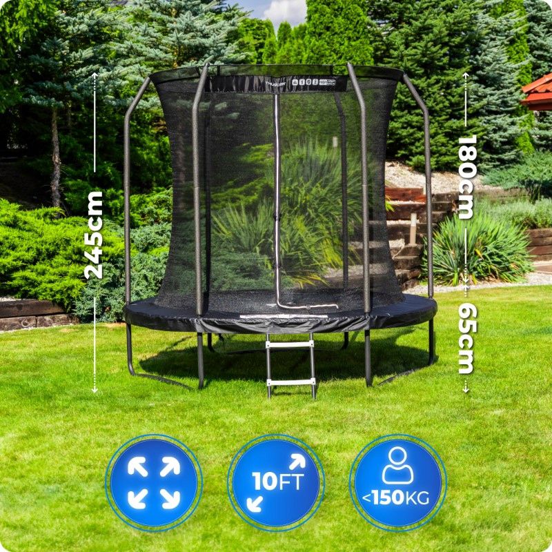 Trampolina ogrodowa THUNDER 10ft 305 cm z siatką wewnętrzną i drabinką 1szt.
