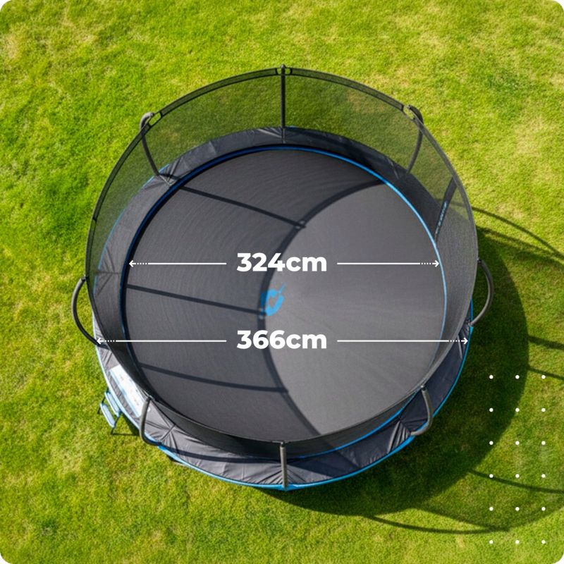 Trampolina ogrodowa THUNDER 12ft 366 cm z siatką i drabinką duża i bezpieczna 1szt.