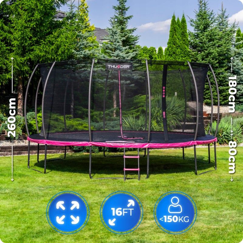 Trampolina ogrodowa THUNDER 16ft 488 cm z siatką i drabinką dla dzieci 1szt.