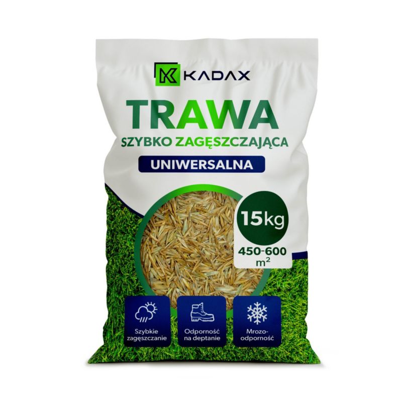Trawa KADAX Nasiona Uniwersalna szybko Zagęszczająca Trawnik Odporna 15kg 600m2 1szt.