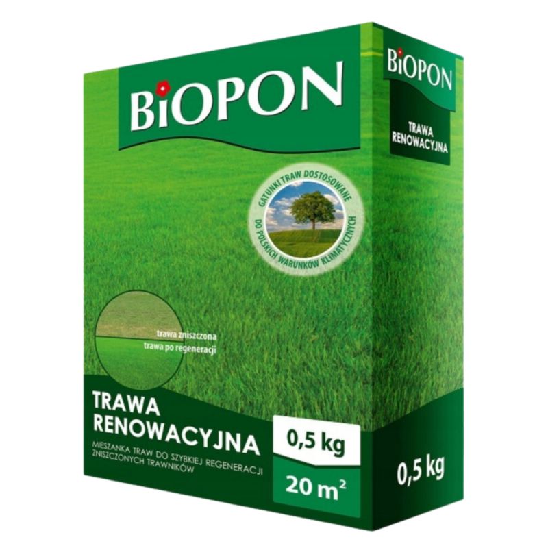 Trawa Renowacyjna Biopon Gęsty Zielony Trawnik 0,5 Kg 1szt.