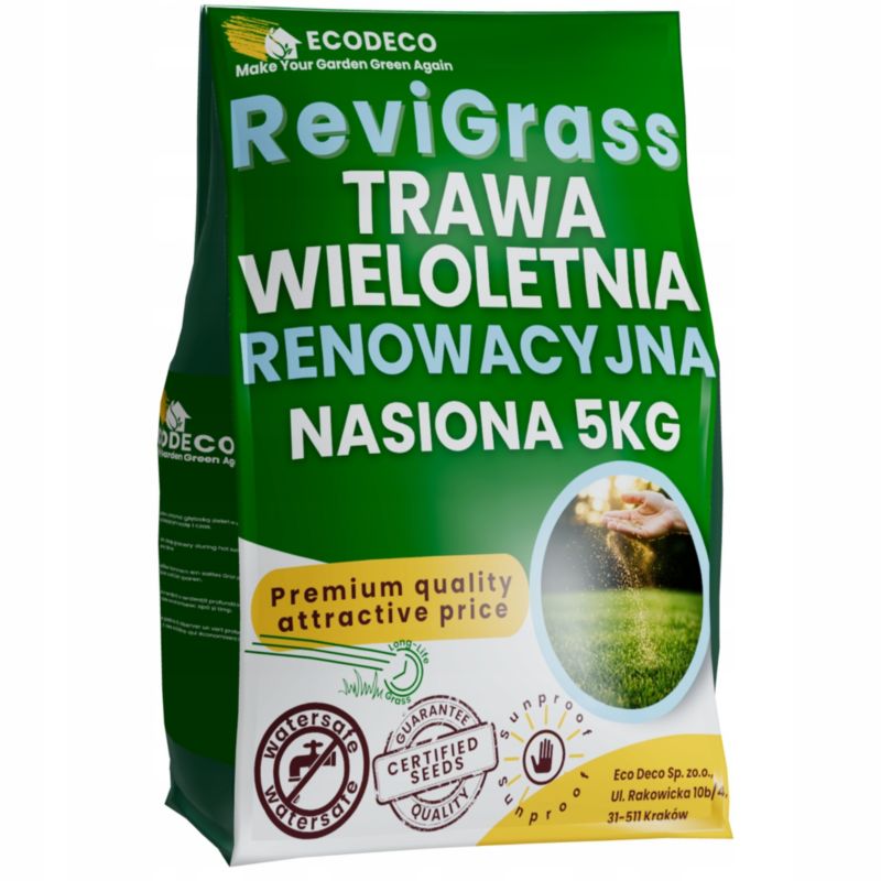 Trawa Renowacyjna Eco Deco Nasiona Odporna Na Deptanie Samozagęszczająca 5Kg Trawnik 1 szt.