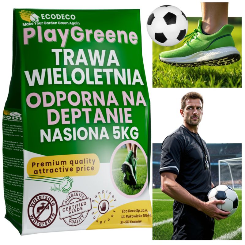 Trawa Sportowa Eco Deco Odporna Na Deptanie Boiskowa 5Kg Nasiona Wytrzymała Sport 1 szt.