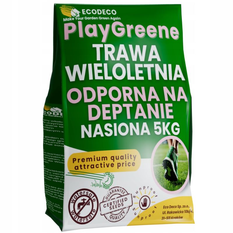 Trawa Sportowa Eco Deco Odporna Na Deptanie Boiskowa 5Kg Nasiona Wytrzymała Sport 1 szt.