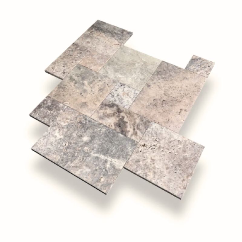 Trawertyn Silver Tiles Antykowany Bębnowany 3 cm 1kpl 0,742m2 Komplet Rzymski 1 kpl