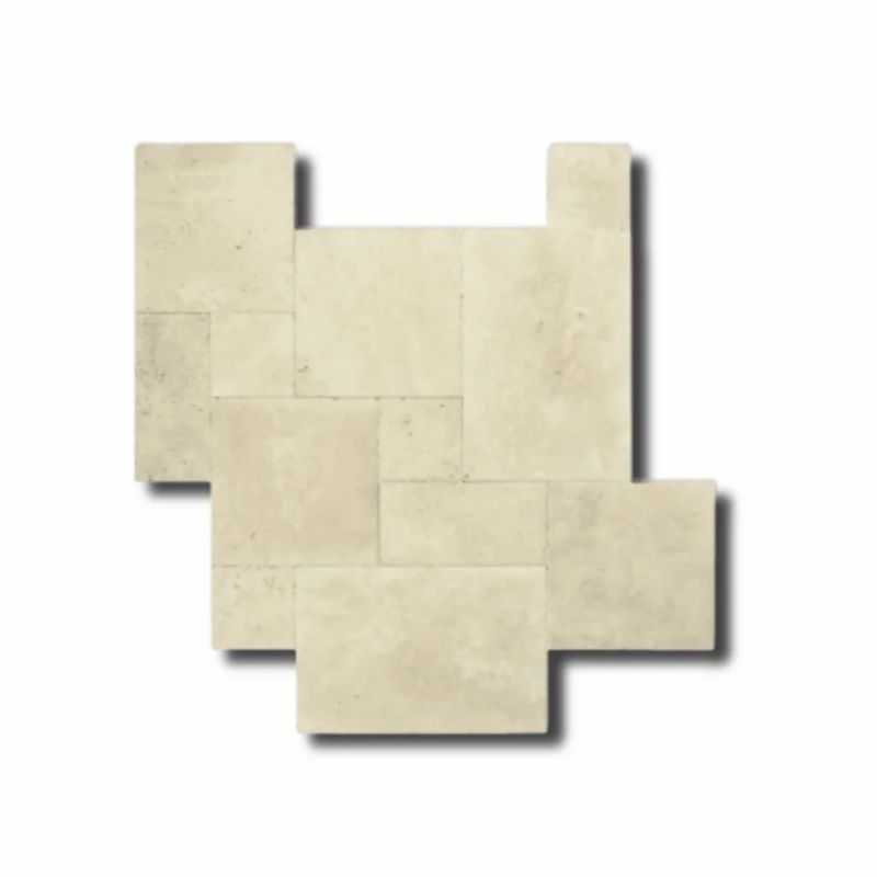 Trawertyn Tiles Light Standard Bębnowany French Pattern 12mm 1kpl 0,742m2 Komplet Rzymski 1 kpl.