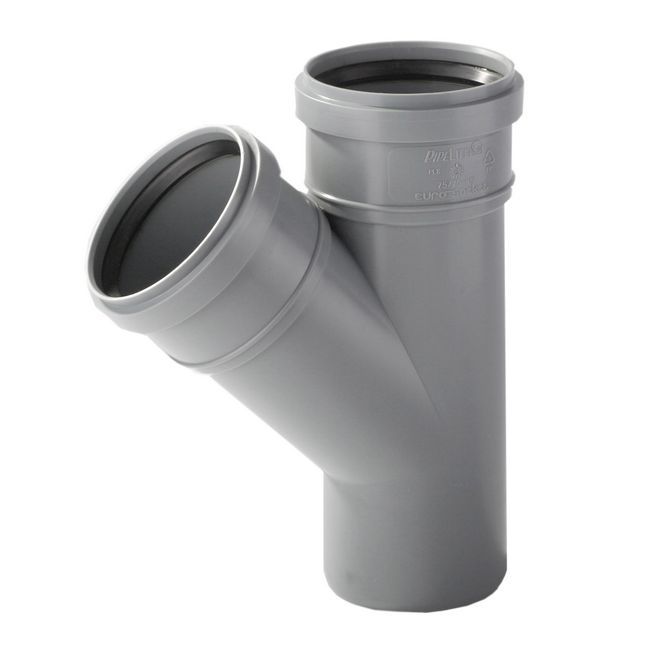 Trójnik do kanalizacji wewnętrznej PP Pipelife 45° 110 / 110 mm szary