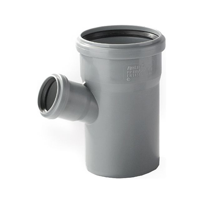 Trójnik do kanalizacji wewnętrznej PP Pipelife 88° 110 / 50 mm szary