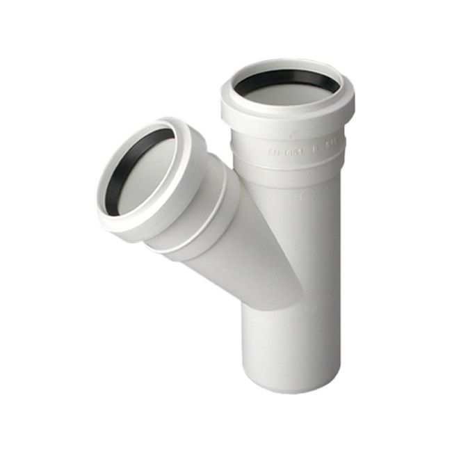 Trójnik zwykły Pipelife 45° 50 / 50 mm biały