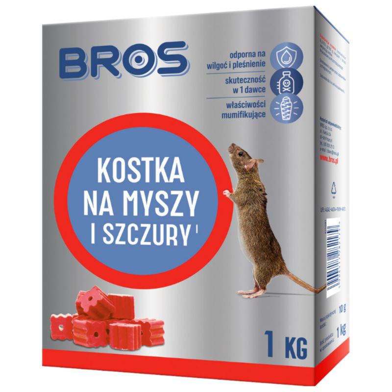 Trutka Na Myszy I Szczury Bros Mumifikująca Kostka 1 kg 1szt.