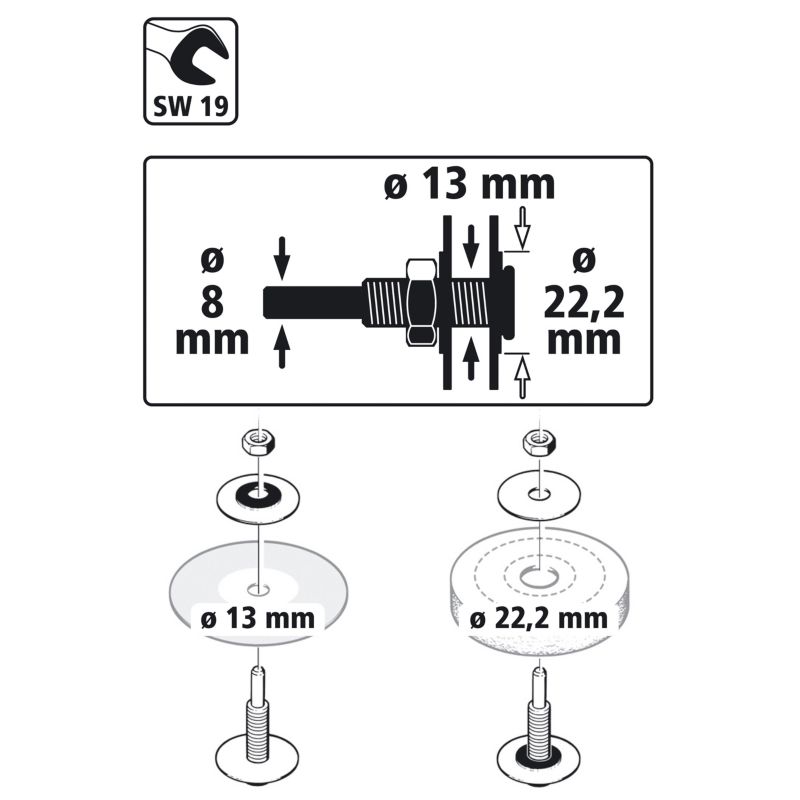 Trzpień mocujący fi 13 mm i 22,2 mm wolfcraft 2139000