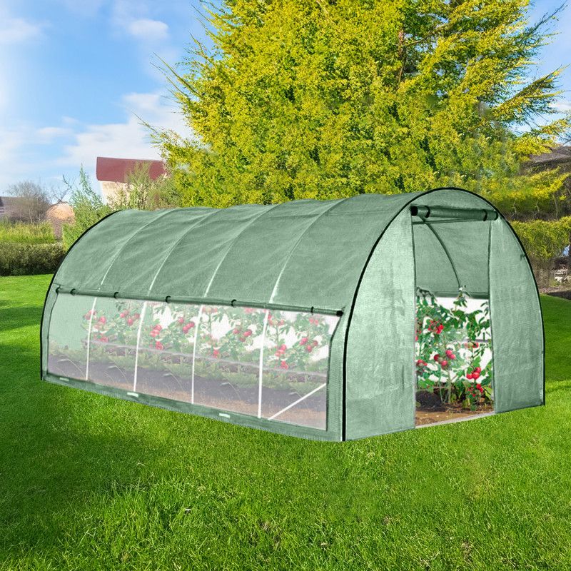 Tunel ogrodowy 4iQ Group 3x8m Zielony Folia UV 25mm siatka na insekty 1szt.