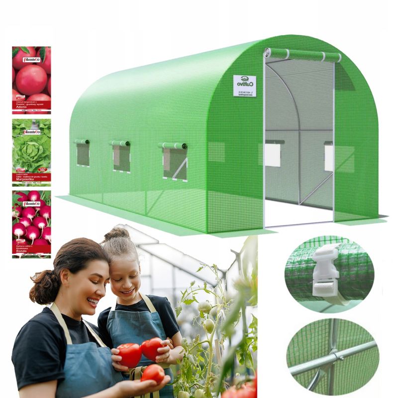 Tunel Ogrodowy Cultivo Foliowy Szklarnia 2x4x2 -8m2 Zielony Na Warzywa Dodatki 1 szt