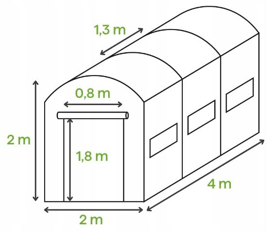 Tunel Ogrodowy Cultivo Foliowy Szklarnia 2x4x2 -8m2 Zielony Na Warzywa Dodatki 1 szt