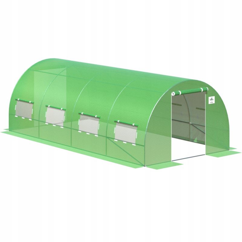 Tunel Ogrodowy Cultivo Foliowy Szklarnia 3x6x2 - 18m2 Zielony Podwójne Drzwi Uv4 1 szt