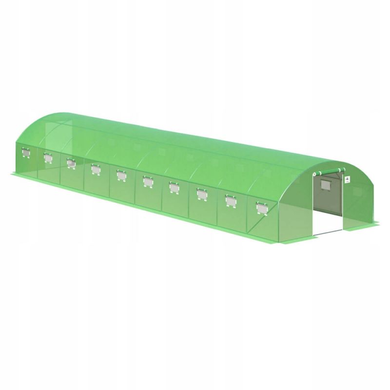 Tunel Ogrodowy Cultivo Foliowy Szklarnia 4x10x2 - 40m2 Zielony Podwójne Drzwi Uv4 Dodatki 1 szt