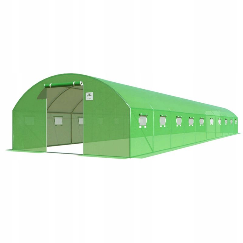 Tunel Ogrodowy Cultivo Foliowy Szklarnia 4x10x2 - 40m2 Zielony Podwójne Drzwi Uv4 Dodatki 1 szt