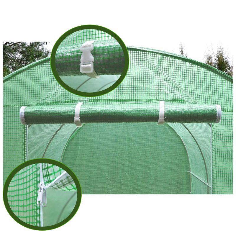 Tunel Ogrodowy Cultivo Foliowy Szklarnia 4x12x2 48m2 Zielony Podwójne Drzwi Uv-4 1 szt