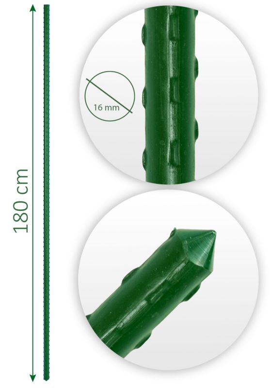 Tyczka do roślin Plonos paliki podpora tyczki do pomidorów wzmacniane 180cm zielone 10szt.