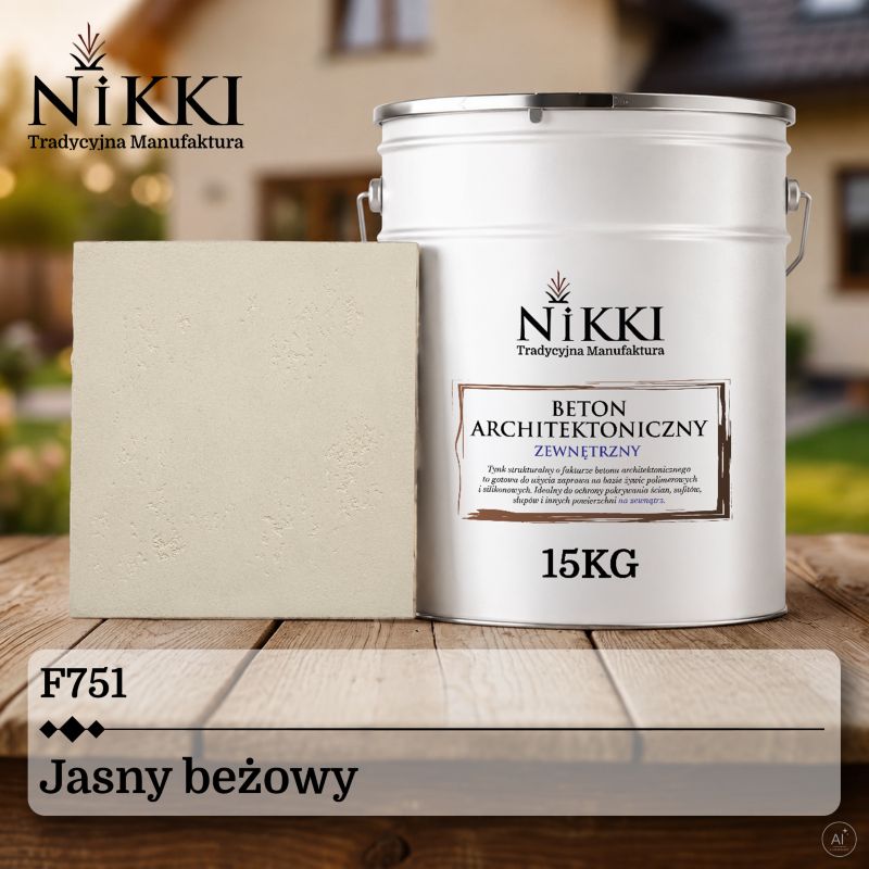 Tynk Dekoracyjny NIKKI o Strukturze Betonu Architektonicznego Zewnętrzny Beżowy jasny F751 15kg