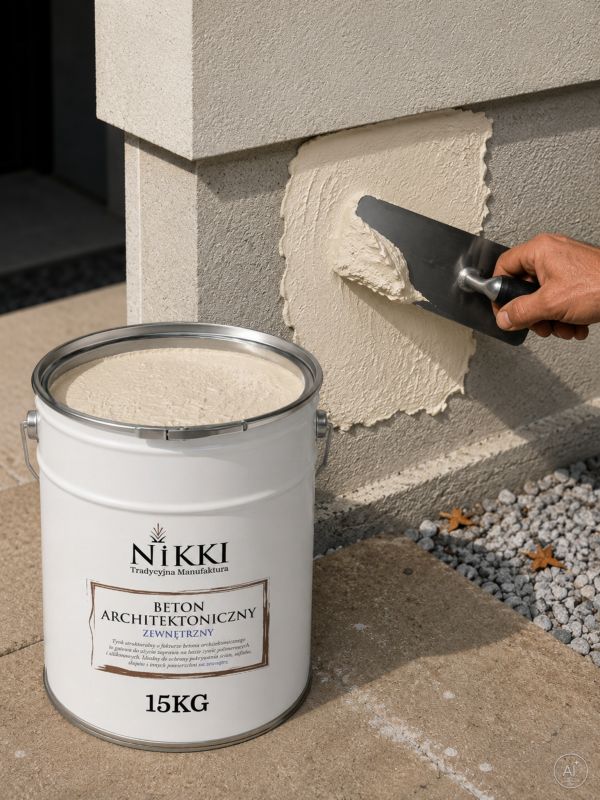 Tynk Dekoracyjny NIKKI o Strukturze Betonu Architektonicznego Zewnętrzny Beżowy jasny F751 15kg