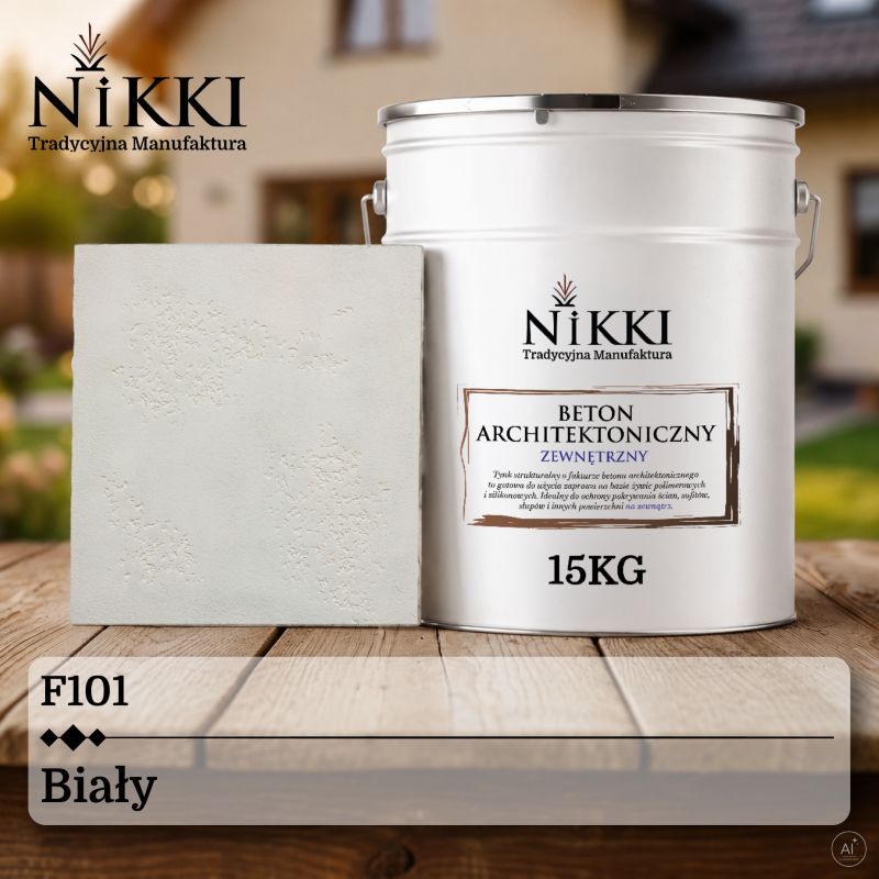 Tynk Dekoracyjny NIKKI o Strukturze Betonu Architektonicznego Zewnętrzny Biały F101 15kg