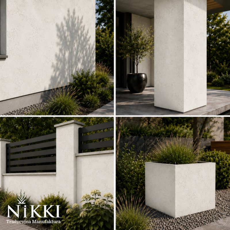 Tynk Dekoracyjny NIKKI o Strukturze Betonu Architektonicznego Zewnętrzny Biały F101 15kg