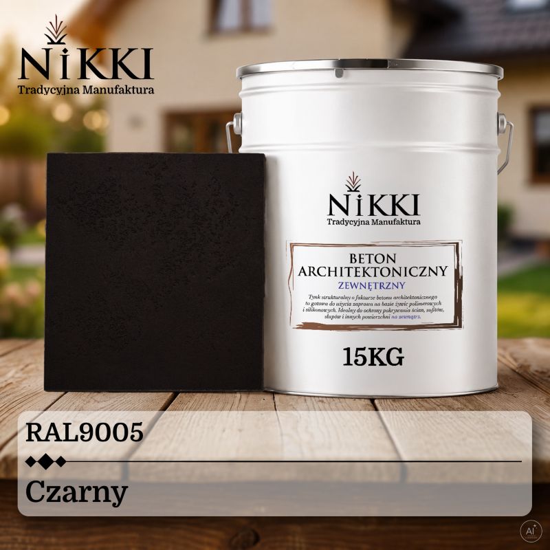 Tynk Dekoracyjny NIKKI o Strukturze Betonu Architektonicznego Zewnętrzny Czarny RAL9005 15kg