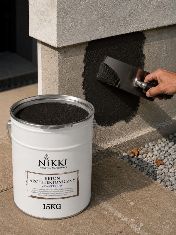 Tynk Dekoracyjny NIKKI o Strukturze Betonu Architektonicznego Zewnętrzny Czarny RAL9005 15kg