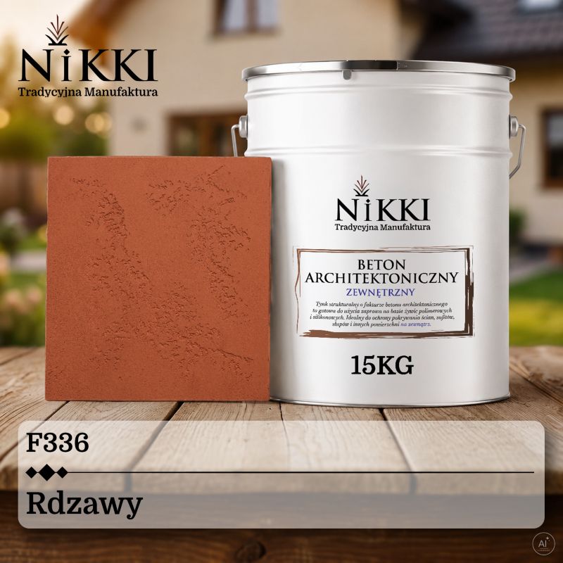 Tynk Dekoracyjny NIKKI o Strukturze Betonu Architektonicznego Zewnętrzny Rdzawy F336 15kg